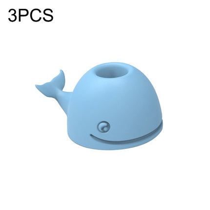 3 PCS Silicone Whale Toothbrush Holder Desktop Office Pen Holder(Light Blue)-garmade.com