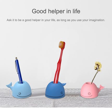 3 PCS Silicone Whale Toothbrush Holder Desktop Office Pen Holder(Light Blue)-garmade.com