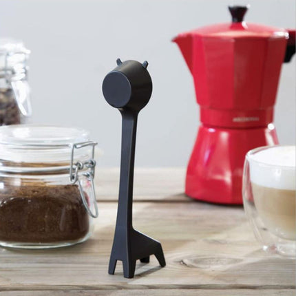 5 PCS Cartoon Giraffe Shape Coffee Spoon Coffee Bean Powder Quantitative Spoon Metering Plastic Spoon(Black)-garmade.com
