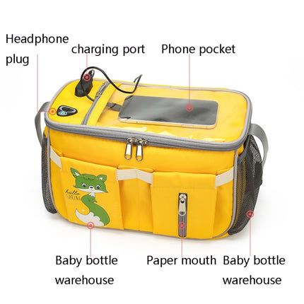 Large-Capacity Multifunctional Baby Carriage Bag USB Universal Baby Carriage Hanging Bag(Fox Green)-garmade.com