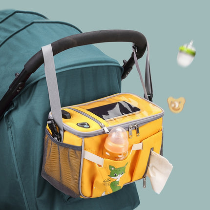 Large-Capacity Multifunctional Baby Carriage Bag USB Universal Baby Carriage Hanging Bag(Fox Green)-garmade.com