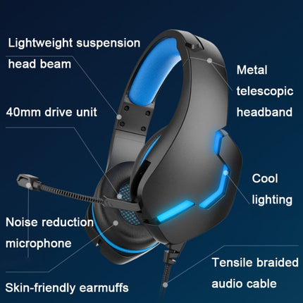 J10 Wired Gaming Headset Gaming Luminous Headset(Black Red)-garmade.com