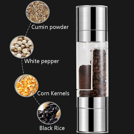 2 in 1 Stainless Steel Manual Pepper Mill Double-Head Pepper Mill-garmade.com