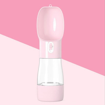 Pet Dual-purpose Accompanying Cup Segmented Water And Food Integrated Pet Cup Portable Waterer(Pink)-garmade.com