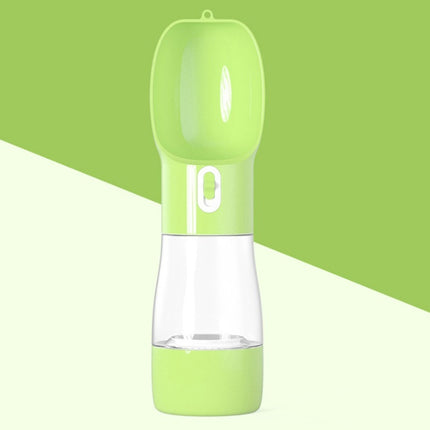 Pet Dual-purpose Accompanying Cup Segmented Water And Food Integrated Pet Cup Portable Waterer(Grass Green)-garmade.com