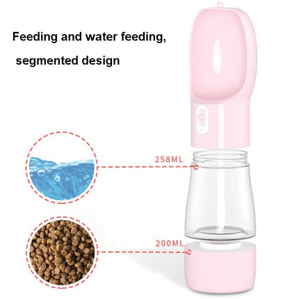 Pet Dual-purpose Accompanying Cup Segmented Water And Food Integrated Pet Cup Portable Waterer(Silver Grey)-garmade.com
