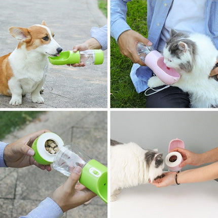 Pet Dual-purpose Accompanying Cup Segmented Water And Food Integrated Pet Cup Portable Waterer(Grass Green)-garmade.com