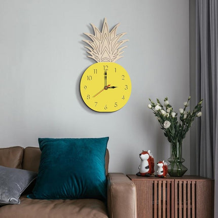 Fruit Personality Mute Wall Clock Acrylic Children Decoration Clock(B Yellow)-garmade.com