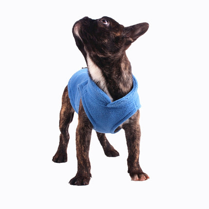 Winter Polar Flannel Pet Clothes French Bulldog Coat Pug Costumes Jacket for Dogs for Puppy Dogs, Size:M(Blue)-garmade.com