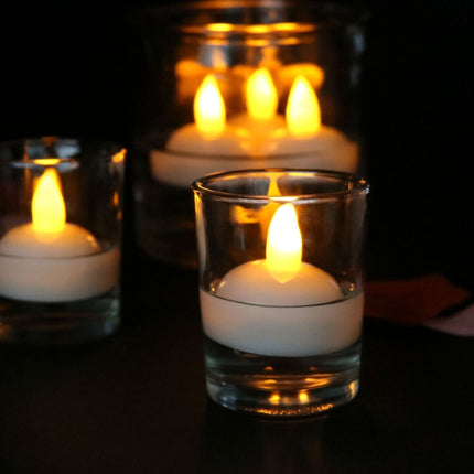 12 PCS Waterproof Candles SPA Shower Water Decorative Candle Lights LED Floating Candles(Warm White Light)-garmade.com