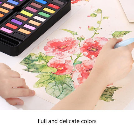 36 Colors Solid Watercolor Paint Children Sketch Watercolor(Black Tin Box)-garmade.com