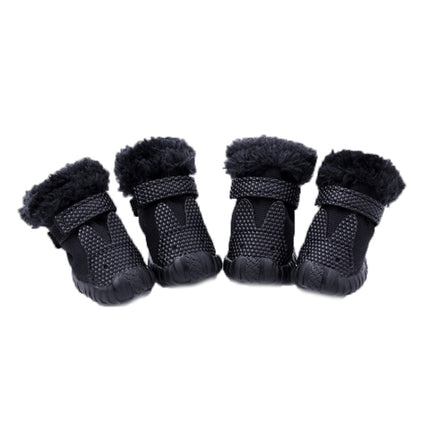 4 PCS/Set Pet AutumnWinter Thicken Cotton Shoes Dog Warm And Non-Slip Shoes, Size: No. 3(Black)-garmade.com