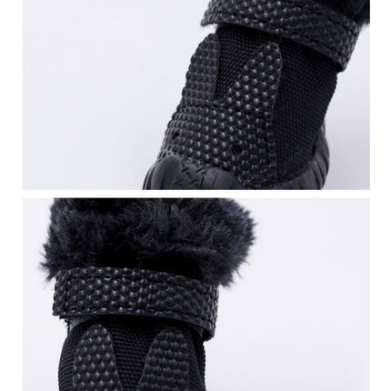 4 PCS/Set Pet AutumnWinter Thicken Cotton Shoes Dog Warm And Non-Slip Shoes, Size: No. 4(Black)-garmade.com