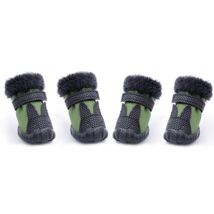 4 PCS/Set Pet AutumnWinter Thicken Cotton Shoes Dog Warm And Non-Slip Shoes, Size: No. 5(Green)-garmade.com