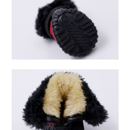 4 PCS/Set Pet AutumnWinter Thicken Cotton Shoes Dog Warm And Non-Slip Shoes, Size: No. 5(Red)-garmade.com