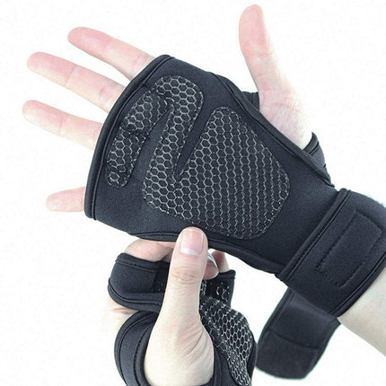 Half-Finger Sports Gloves Non-Slip Silicone Fitness Equipment Gloves Sports Compression Wristbands, Specification: S（Black）-garmade.com