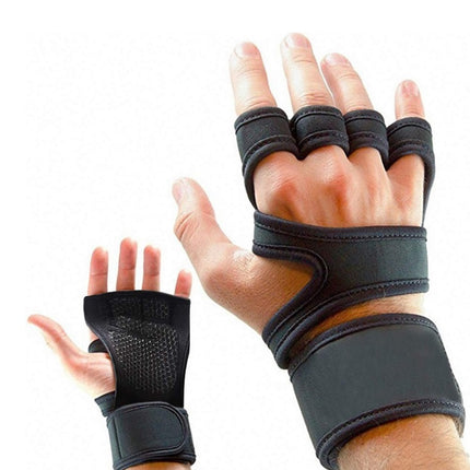 Half-Finger Sports Gloves Non-Slip Silicone Fitness Equipment Gloves Sports Compression Wristbands, Specification: L （Black）-garmade.com