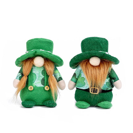 St. Patrick Day Faceless Doll Party Decoration Props Doll Ornament(Braids)-garmade.com
