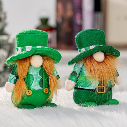 St. Patrick Day Faceless Doll Party Decoration Props Doll Ornament(Braids)-garmade.com