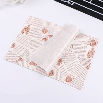 2 Packs Cake Greaseproof Paper Baking Packaging Plate Paper Hamburger Paper, Colour: Classical Newspaper-garmade.com