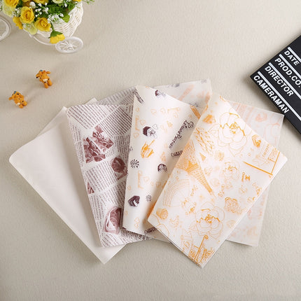 2 Packs Cake Greaseproof Paper Baking Packaging Plate Paper Hamburger Paper, Colour: Classical Newspaper-garmade.com