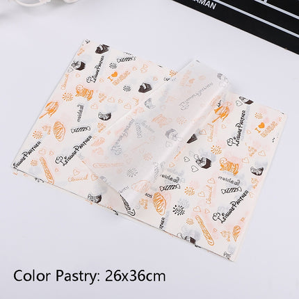 2 Packs Cake Greaseproof Paper Baking Packaging Plate Paper Hamburger Paper, Colour: Color Pastry-garmade.com