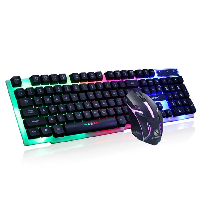 LIMEIDE GTX300 1600DPI 104 Keys USB Rainbow Suspended Backlight Wired Luminous Keyboard and Mouse Set, Cable Length: 1.4m(Black)-garmade.com