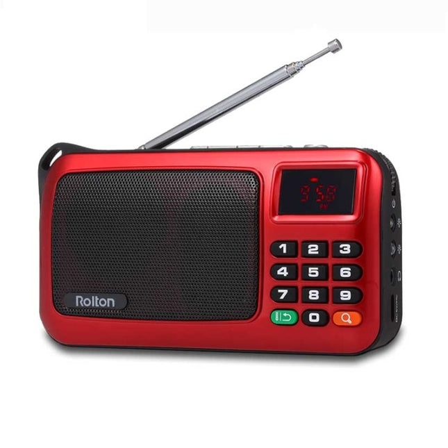 Rolton W405 Portable Mini FM Radio TF Card USB Receiver Music Player with LED Display(Red)-garmade.com