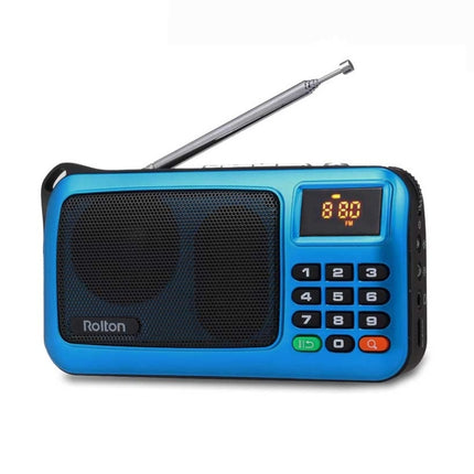 Rolton W405 Portable Mini FM Radio TF Card USB Receiver Music Player with LED Display(Blue)-garmade.com