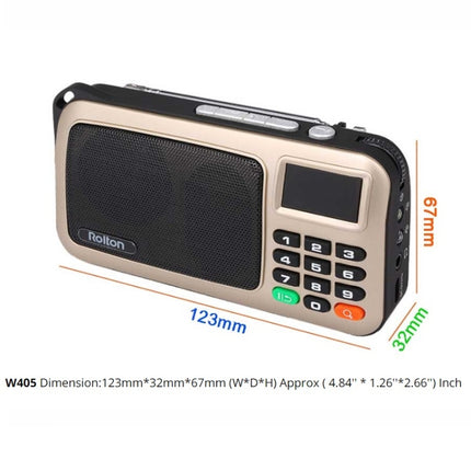 Rolton W405 Portable Mini FM Radio TF Card USB Receiver Music Player with LED Display(Gold)-garmade.com