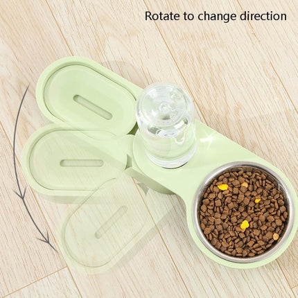 Pet Supplies Dog Cat Food Bowl Folding Rotating Double Bowl, Specification: Green Without Bowl-garmade.com