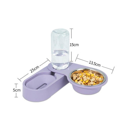 Pet Supplies Dog Cat Food Bowl Folding Rotating Double Bowl, Specification: Purple With Bowl-garmade.com