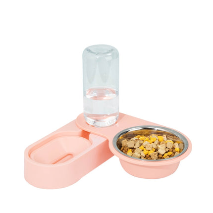Pet Supplies Dog Cat Food Bowl Folding Rotating Double Bowl, Specification: Pink With Bowl-garmade.com