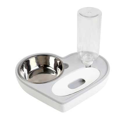 Pet Bowl Love And Moisture-Proof Mouth Dual-Use Bowl Cat Automatic Water Bowl(Grey)-garmade.com