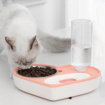 Pet Bowl Love And Moisture-Proof Mouth Dual-Use Bowl Cat Automatic Water Bowl(Grey)-garmade.com