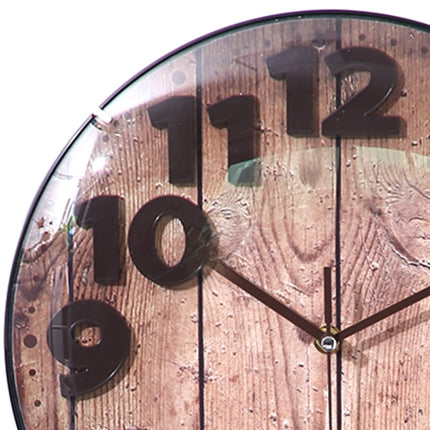 Simple Retro Imitation Wood Grain Three-dimensional Digital Round Wall Clock-garmade.com