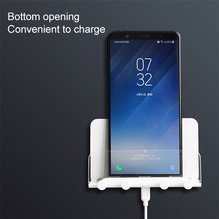 Free Punching Wall Phone Holder Wall-Mounted Charging Base Bracket(White)-garmade.com