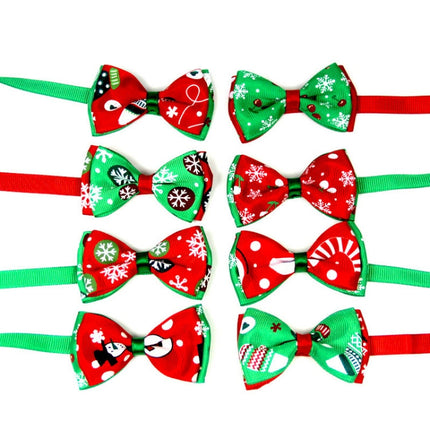 5 PCS Christmas Holiday Pet Cat Dog Collar Bow Tie Adjustable Neck Strap Cat Dog Grooming Accessories Pet Product(8x4x15cm)-garmade.com