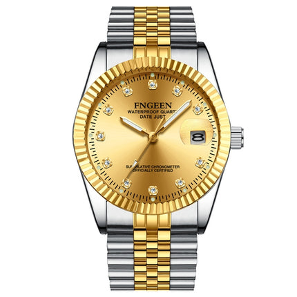 FNGEEN 7008 Men Fashion Diamond Dial Watch Couple Watch(Golden Surface)-garmade.com