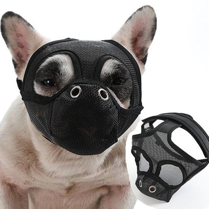 Bulldog Mouth Cover Flat Face Dog Anti-Eat Anti-Bite Drinkable Water Mouth Cover S(Black)-garmade.com