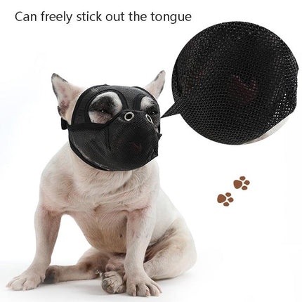 Bulldog Mouth Cover Flat Face Dog Anti-Eat Anti-Bite Drinkable Water Mouth Cover S(Grey Red)-garmade.com