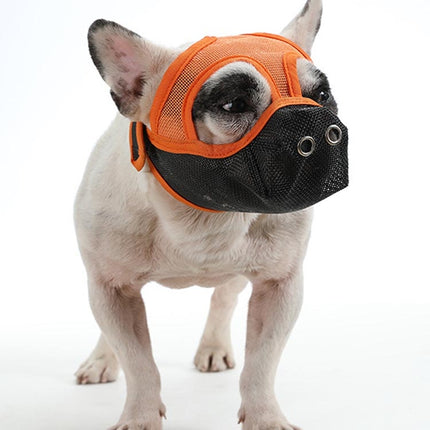 Bulldog Mouth Cover Flat Face Dog Anti-Eat Anti-Bite Drinkable Water Mouth Cover M(Orange Black)-garmade.com