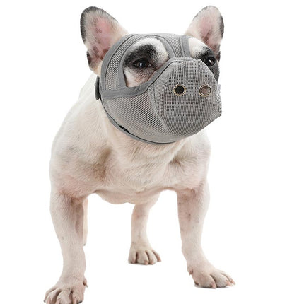 Bulldog Mouth Cover Flat Face Dog Anti-Eat Anti-Bite Drinkable Water Mouth Cover M(Gray)-garmade.com