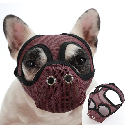 Bulldog Mouth Cover Flat Face Dog Anti-Eat Anti-Bite Drinkable Water Mouth Cover M(Wine Red)-garmade.com