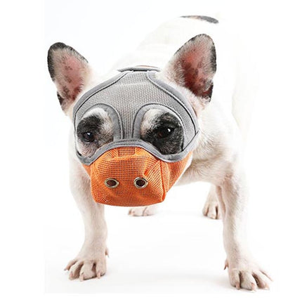 Bulldog Mouth Cover Flat Face Dog Anti-Eat Anti-Bite Drinkable Water Mouth Cover L(Grey Orange)-garmade.com