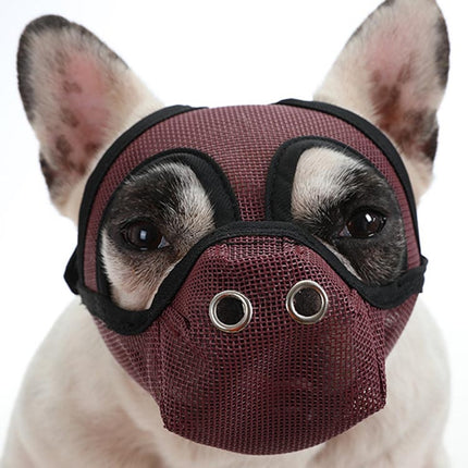 Bulldog Mouth Cover Flat Face Dog Anti-Eat Anti-Bite Drinkable Water Mouth Cover L(Wine Red)-garmade.com