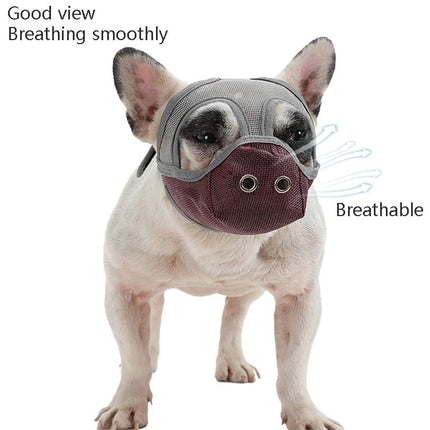 Bulldog Mouth Cover Flat Face Dog Anti-Eat Anti-Bite Drinkable Water Mouth Cover L(Wine Red)-garmade.com