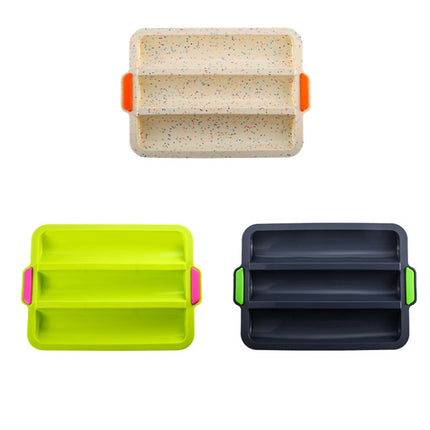 Silicone Baguette Mold Household 3-Slot DIY Mold(Green)-garmade.com