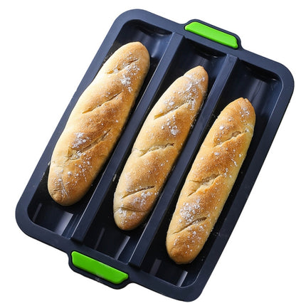 Silicone Baguette Mold Household 3-Slot DIY Mold(Green)-garmade.com