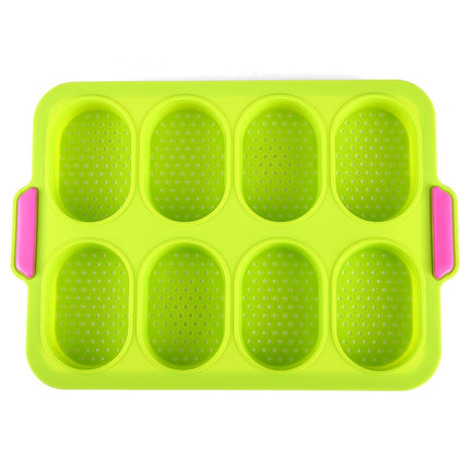 Oval Cake Mold Silicone 8 Grid Non-Stick Household Cake Mold(Green)-garmade.com